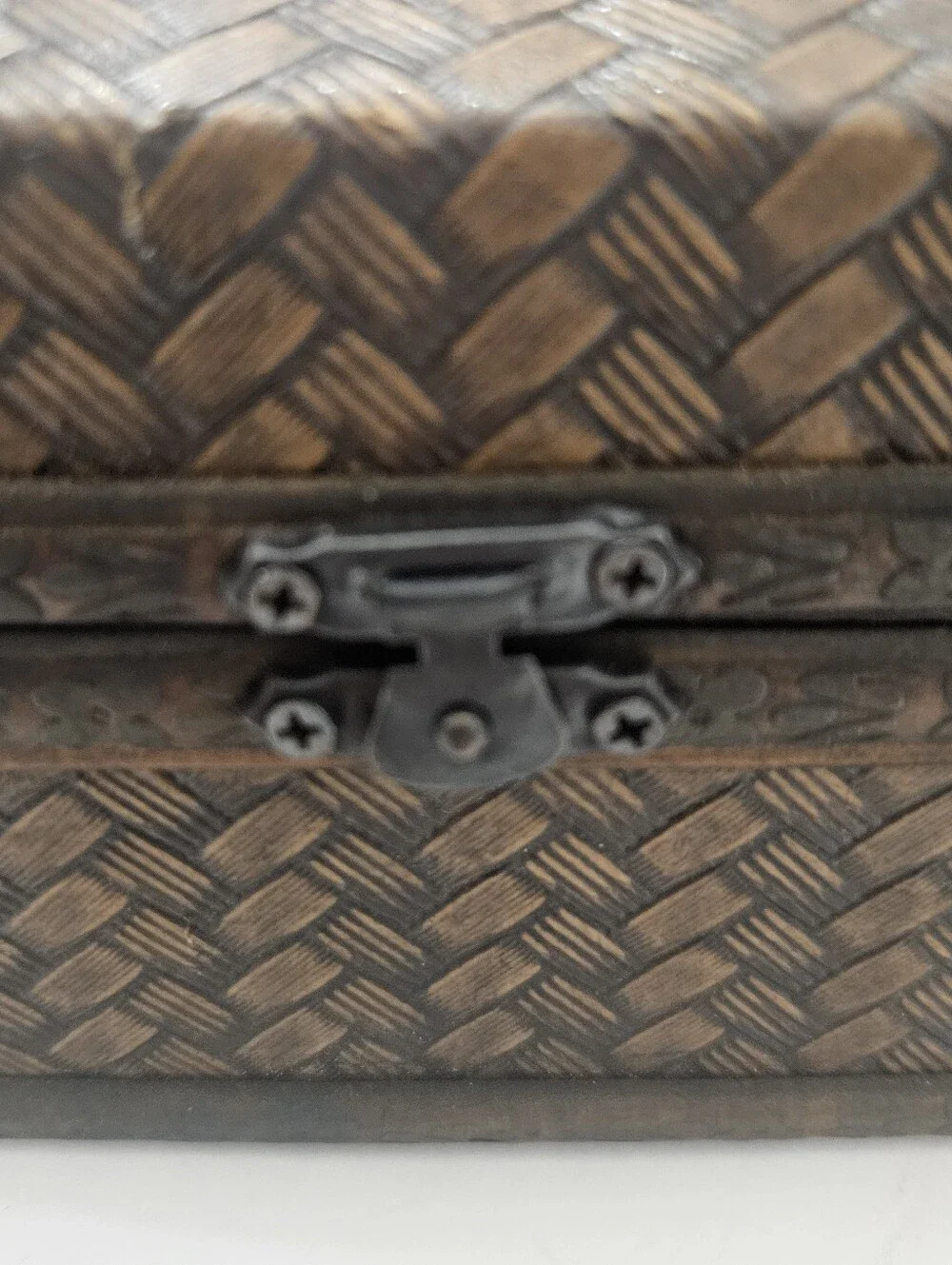 Vintage Boho Rattan Treasure Chest Jewelry Box